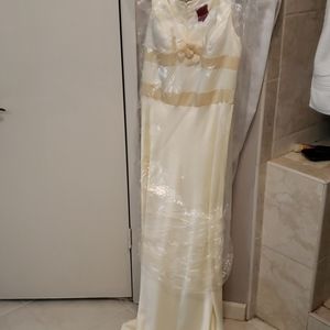 JS Collections Satin cream evening gown sz8